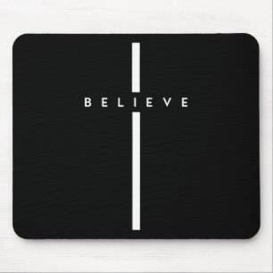 Believe Cross God Jesus Easter Christian Religious Mouse Pad