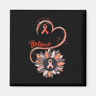 Believe CRPS Awareness Orange Ribbon Sunflower Lov Magnet