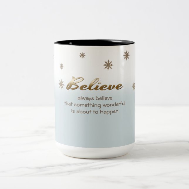 Believe. Custom Christmas Gift Mugs (Center)