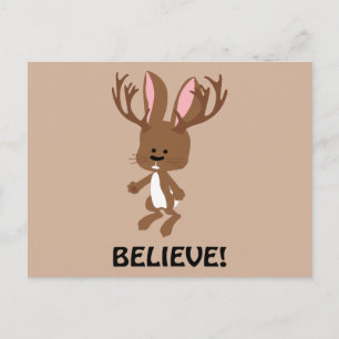 Believe! Cute Jackalope Postcard