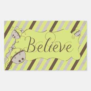Believe Diagonal Stripes Rectangle Sticker