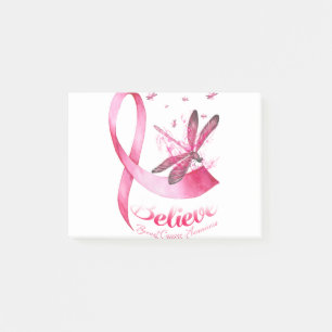 Believe Dragonfly Pink Ribbon Breast Cancer Post-it Notes