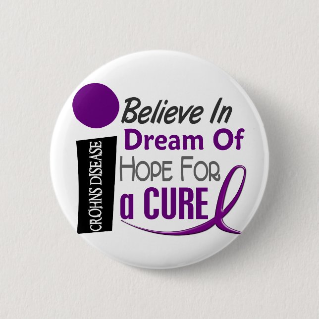 BELIEVE DREAM HOPE Crohn’s Disease T-Shirts & Appa 6 Cm Round Badge (Front)