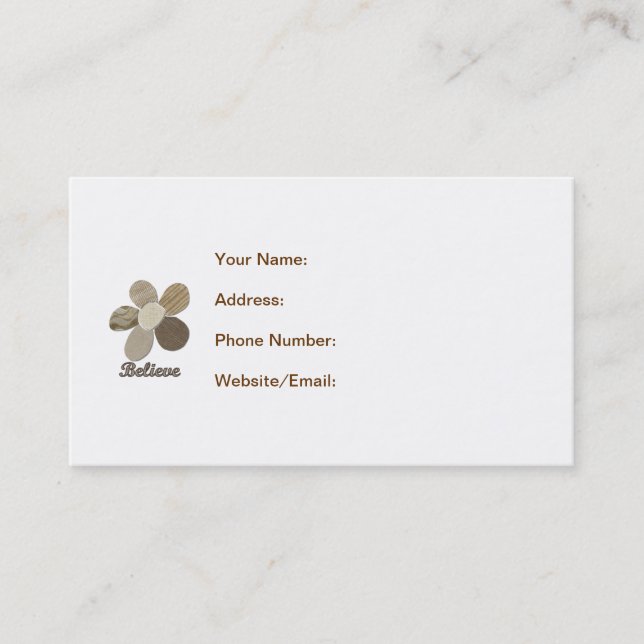 BELIEVE Fabric Flower Collage Business Card (Front)