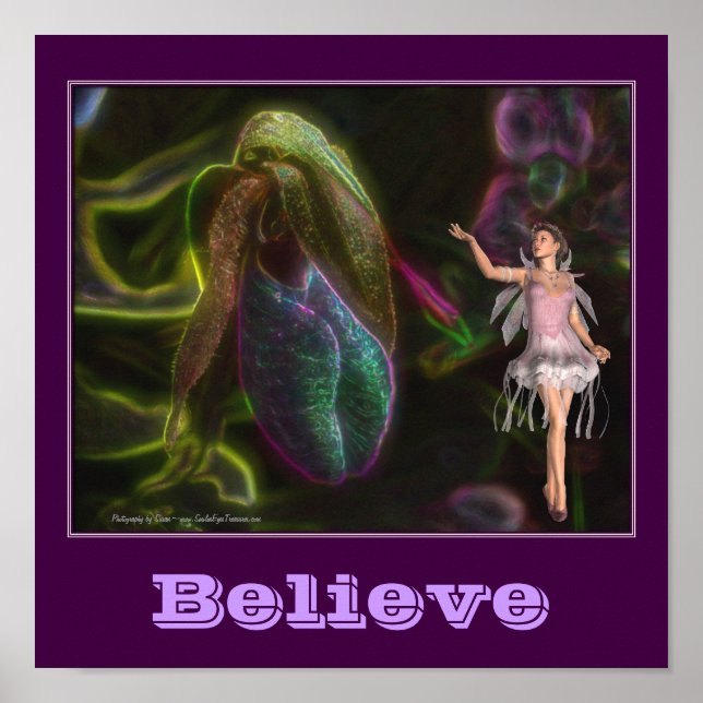 Believe Fairy And Lady Slipper Inspirational Poster (Front)