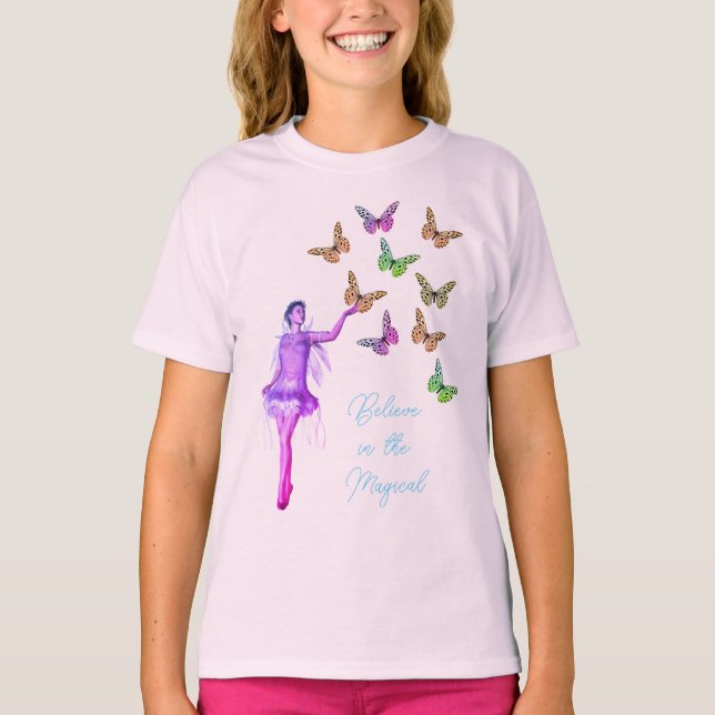 Believe Fairy Butterflies Inspirational       T-Shirt (Front)