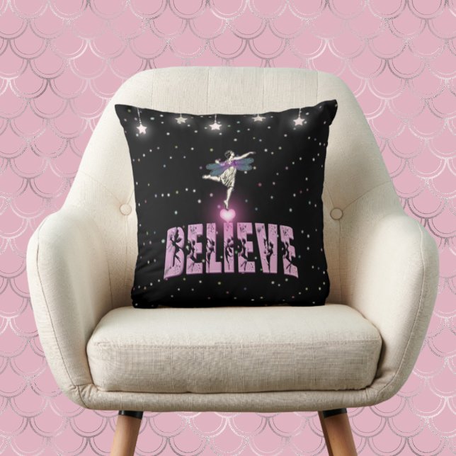 Believe Fairy Heart and Star Magical Inspirational Cushion (Creator Uploaded)