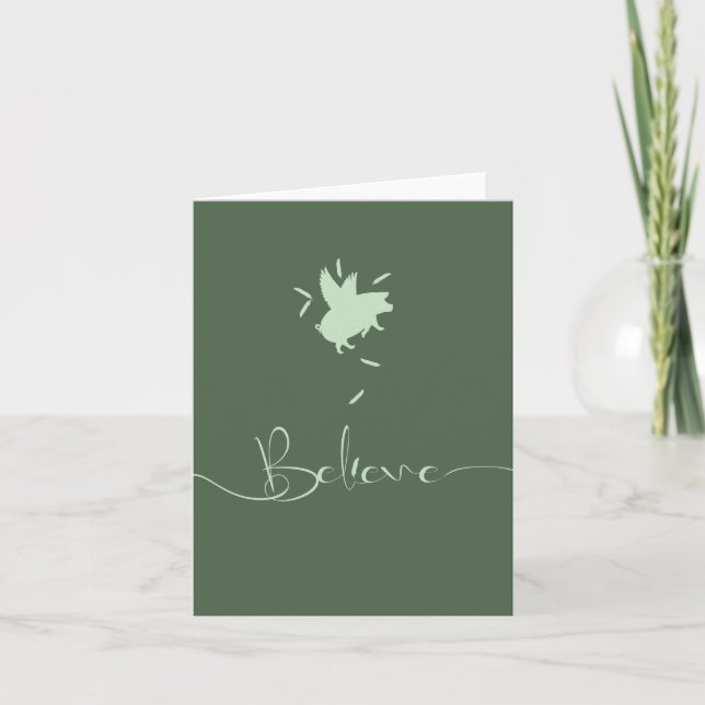 Believe-Falling Pig Feathers Card