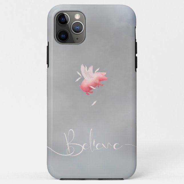 Believe-Falling Pig Feathers Case-Mate iPhone Case (Back)