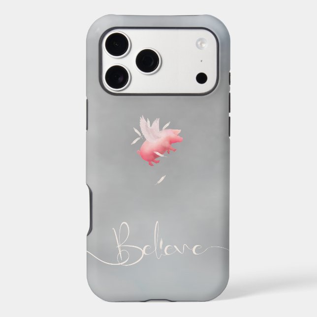 Believe-Falling Pig Feathers Case-Mate iPhone Case (Back)