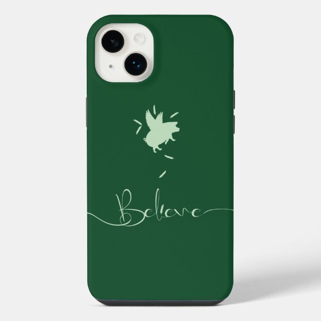 Believe-Falling Pig Feathers iPhone Case (Back)
