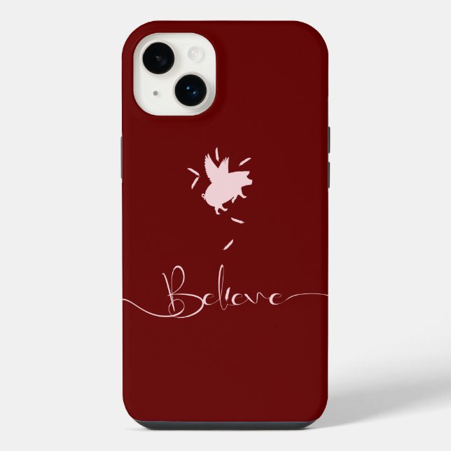 Believe-Falling Pig Feathers iPhone Case (Back)