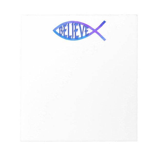 Believe Fish- Blue Notepad (Front)