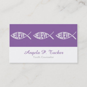 Believe Fish Lavender Business Card