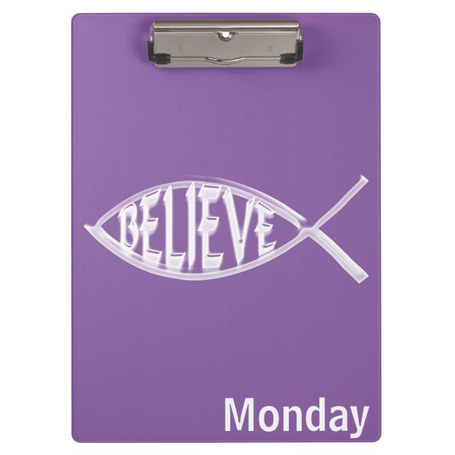 Believe Fish Lavender Clipboard (Front)