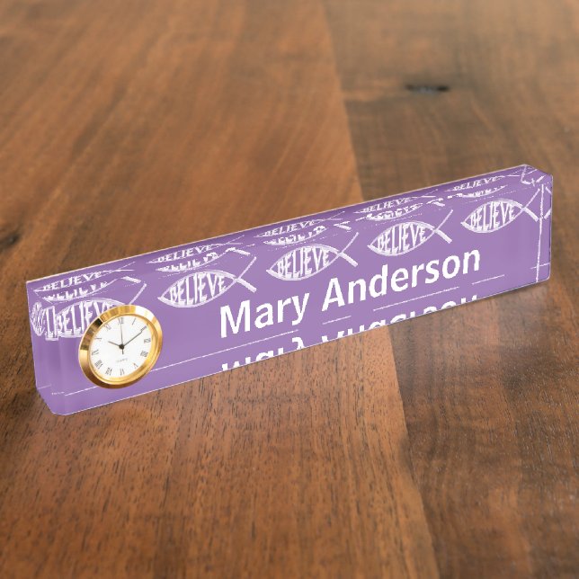 Believe Fish Lavender Nameplate (Side)