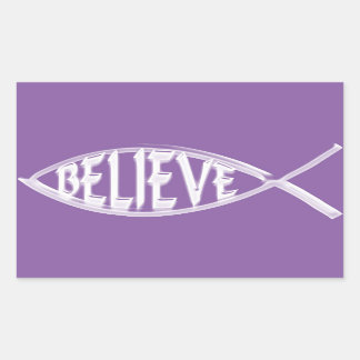 Believe Fish Lavender Rectangular Sticker