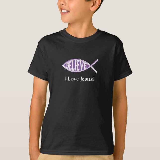 Believe Fish Lavender T-Shirt (Front)