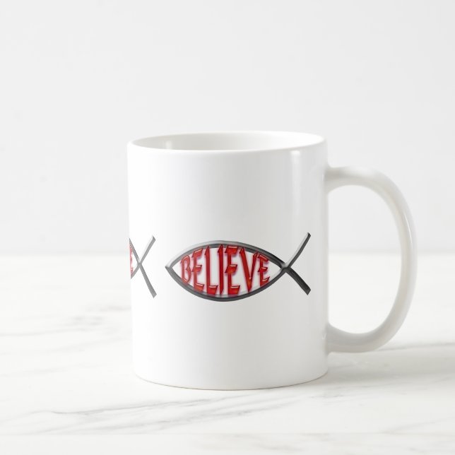 Believe Fish- Red Coffee Mug (Right)