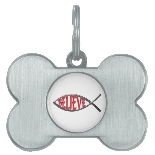Believe Fish- Red Pet ID Tag (Front)