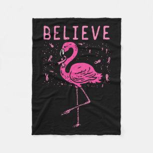 Believe Flamingo Pink Ribbon Breast Cancer Awarene Fleece Blanket