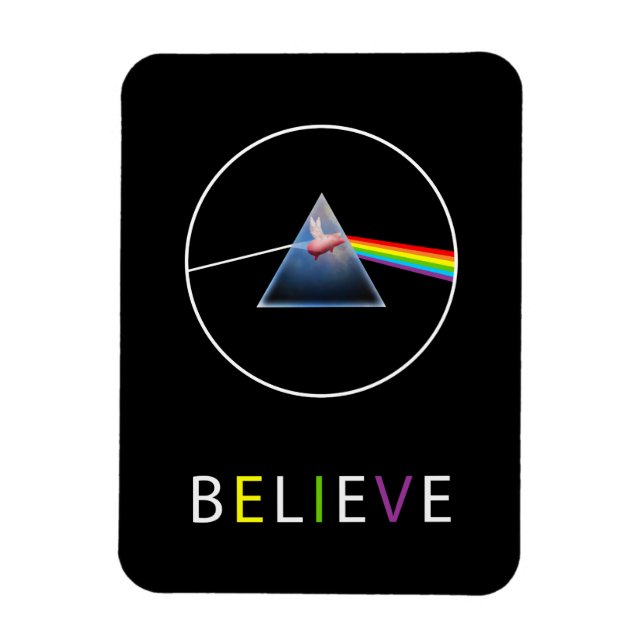 Believe-Flying Pig Prism Design Magnet (Vertical)