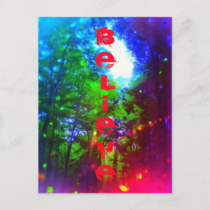 BELIEVE FOREST RAINBOW POSTCARD