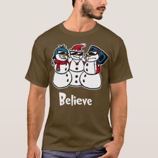 Believe Funny Christmas Snowmies Tshirt Boy Girl H