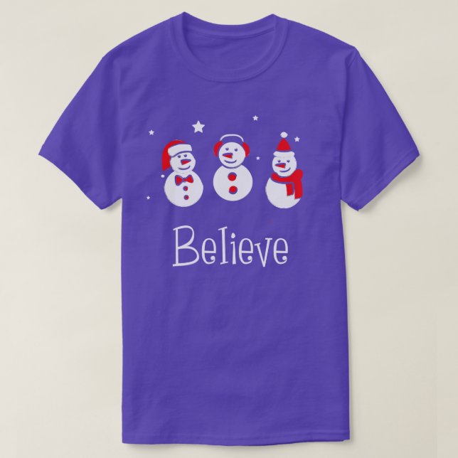 Believe Funny Family Christmas Tshirt Boy Girl Gif (Design Front)