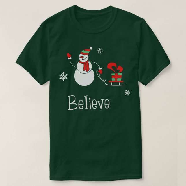 Believe Funny Santa Christmas Tshirt Boy Girl Holi (Design Front)
