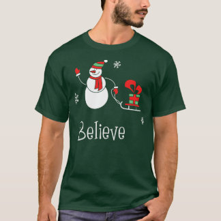 Believe Funny Santa Christmas Tshirt Boy Girl Holi