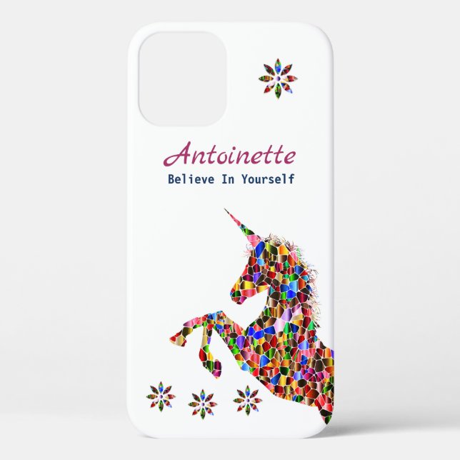 Believe Glitter Magical Unicorn Flower Personalise Case-Mate iPhone Case (Back)