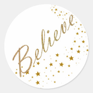 Believe Gold Stars Christmas Stickers