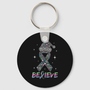 Believe Green Teal Nk Ribbon Xmas Metastatic Breas Key Ring