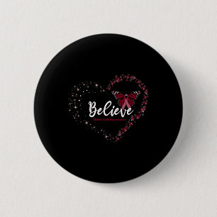 Believe Heart Burgundy Leopard RainbowSickle Cell 6 Cm Round Badge