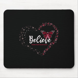 Believe Heart Burgundy Leopard RainbowSickle Cell  Mouse Pad