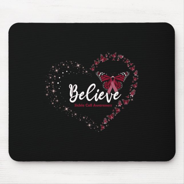 Believe Heart Burgundy Leopard RainbowSickle Cell  Mouse Pad (Front)