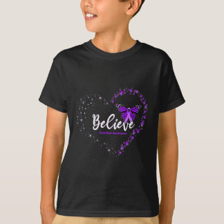 Believe Heart Purple Ribbon Overdose Awareness T-Shirt