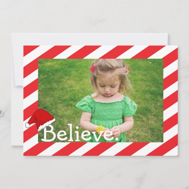 Believe, Holiday Christmas Photo Card (Front)