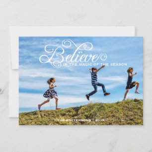 Believe   Holiday Modern Greeting Photo Card