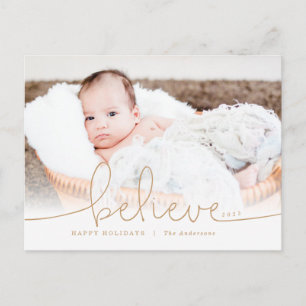 Believe Holiday Photo Postcard