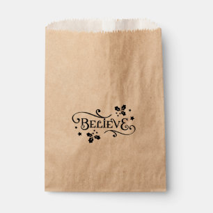 BELIEVE Holly Berry Swirl Christmas Holiday Favour Bags