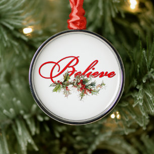 Believe holly metal tree decoration