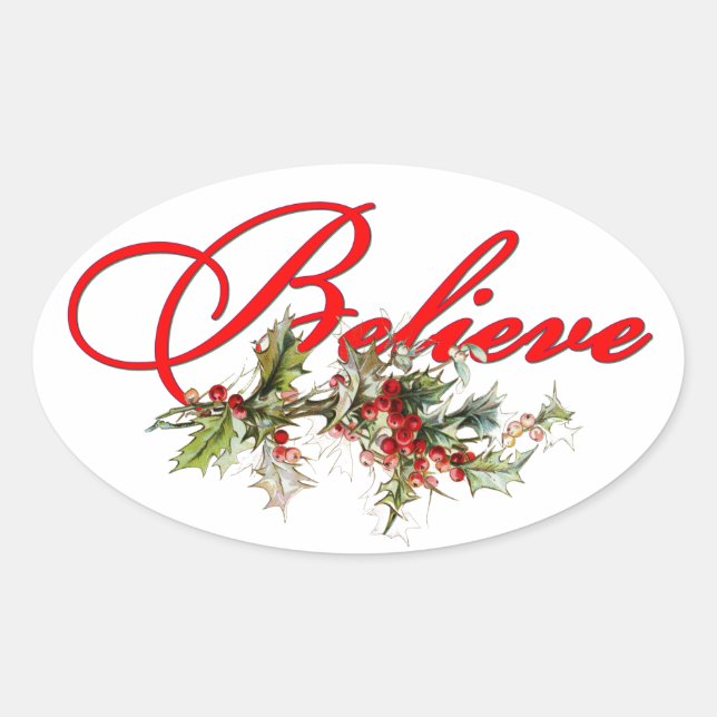 Believe holly oval sticker (Front)