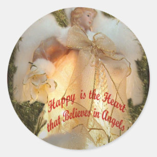 Believe in Angels Classic Round Sticker