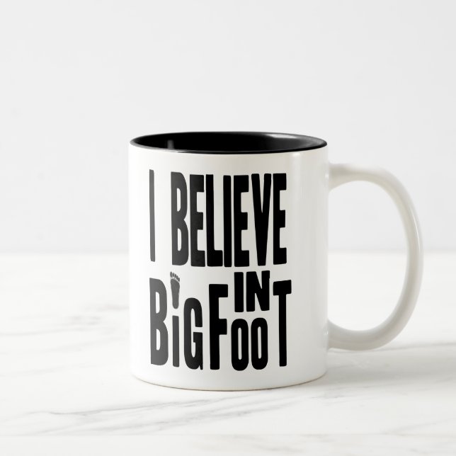 Believe in BIGFOOT - Black Two-Tone Coffee Mug (Right)