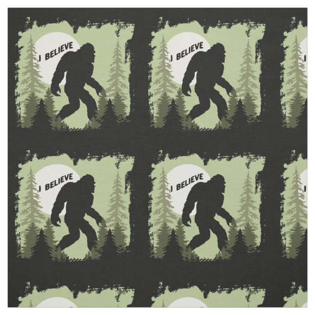 Believe in Bigfoot Sasquatch Patterned Fabric (Swatch)