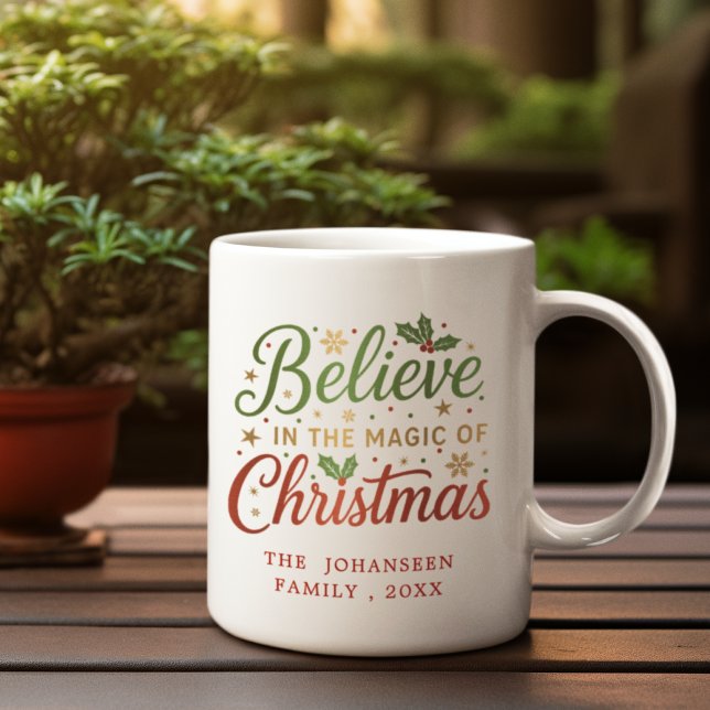 Believe in Christmas Script Modern Simple Trendy Coffee Mug (Creator Uploaded)