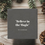 Believe in Magic Black and White Minimalist  Stone Coaster<br><div class="desc">Elevate your holiday table decor with the "Believe in Magic" black and white minimalist coaster. Featuring a sleek design with a powerful message, this coaster adds a modern and elegant touch to your Christmas or winter gatherings. Protect your surfaces while embracing a festive, monochrome aesthetic that complements any decor style....</div>