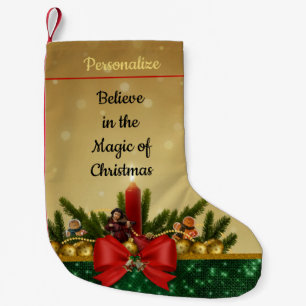 Believe in Magic of Christmas Quote Personalized Small Christmas Stocking